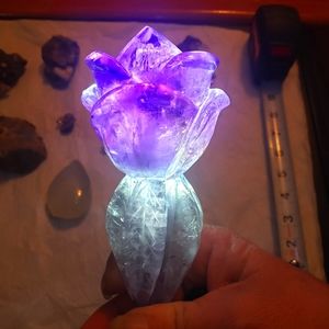 Amythist rose with quartz stem